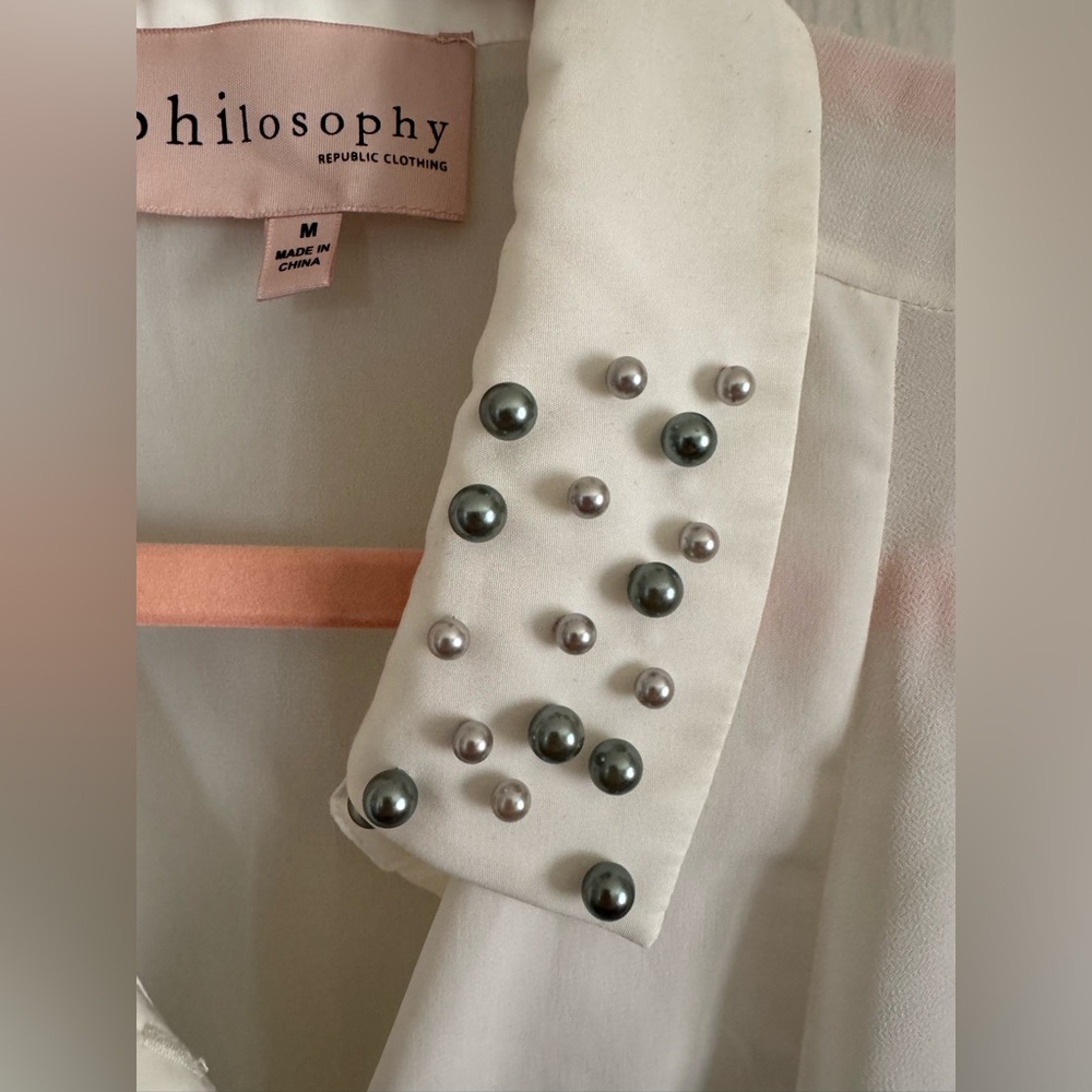 Philosophy Silky Pearl Button Up Blouse